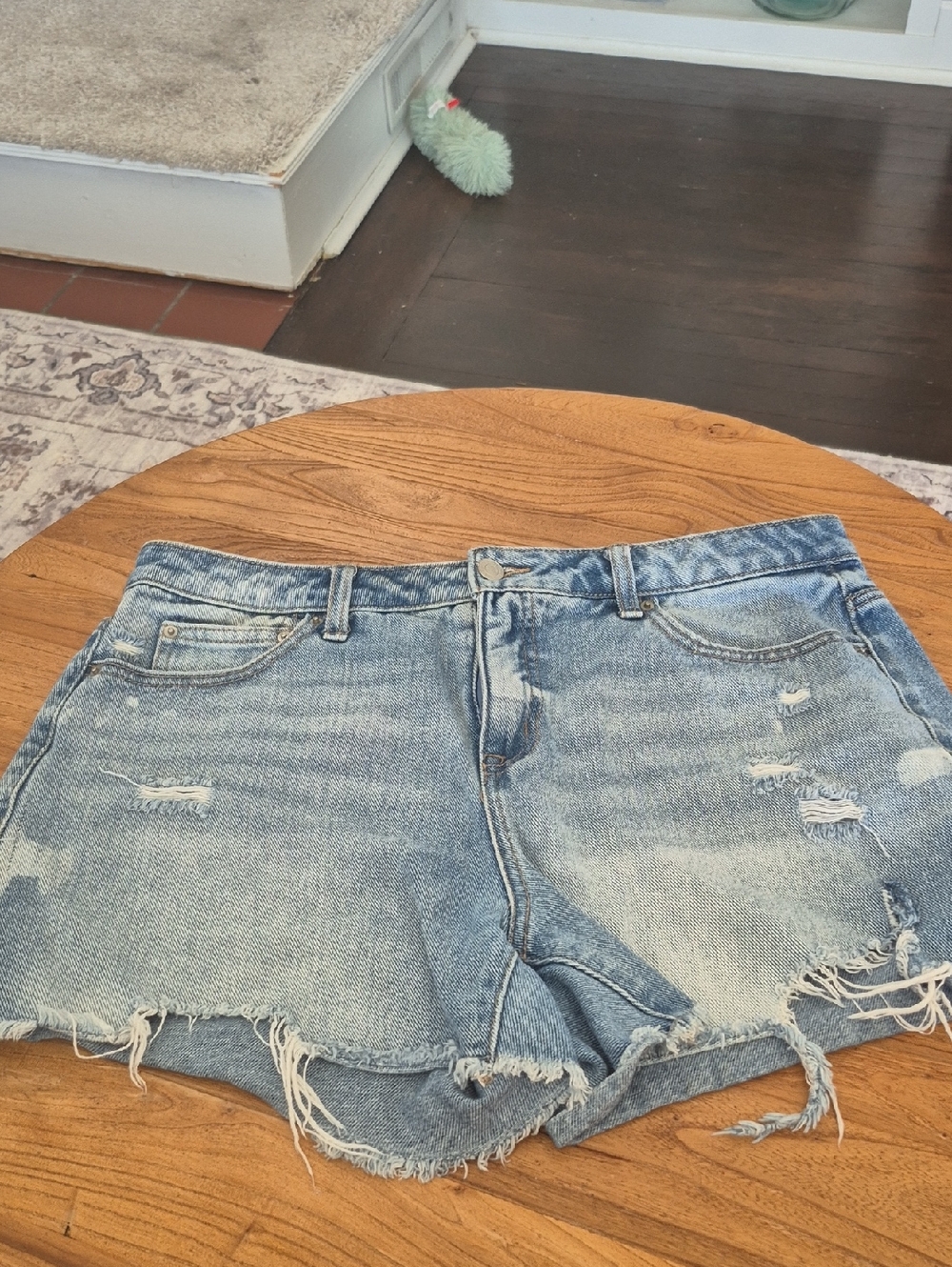 Time and Tru Light Blue Distressed Denim Shorts